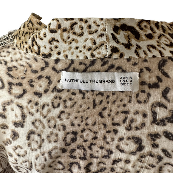 FAITHFULL THE BRAND Marie Louise Midi Dress Mila Animal Print Womens Size 4 - Picture 9 of 16